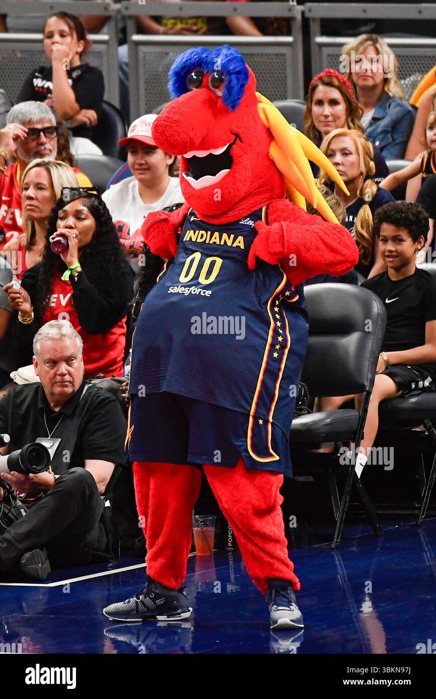INDIANAPOLIS, IN - JUNE 17: Indiana Fever mascot Freddy Fever reacts ...