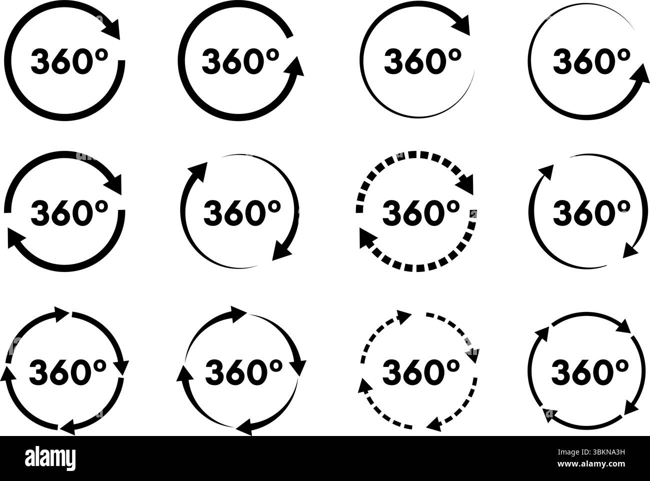 360 degrees icon set isolated vector illustration Stock Vector Image ...