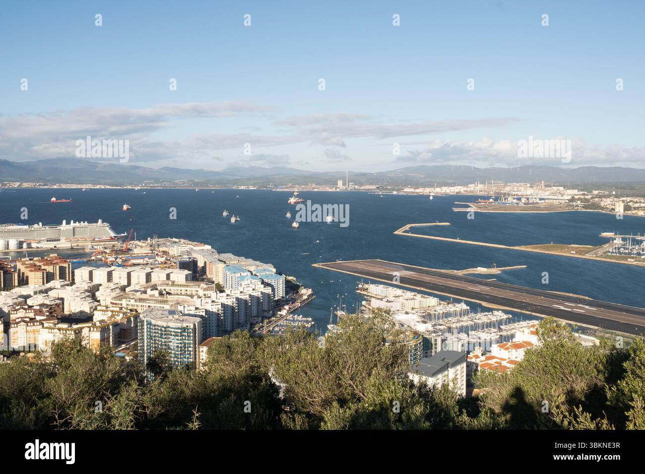 View of Gibraltar and Spain Coast From the Rock Stock Photo