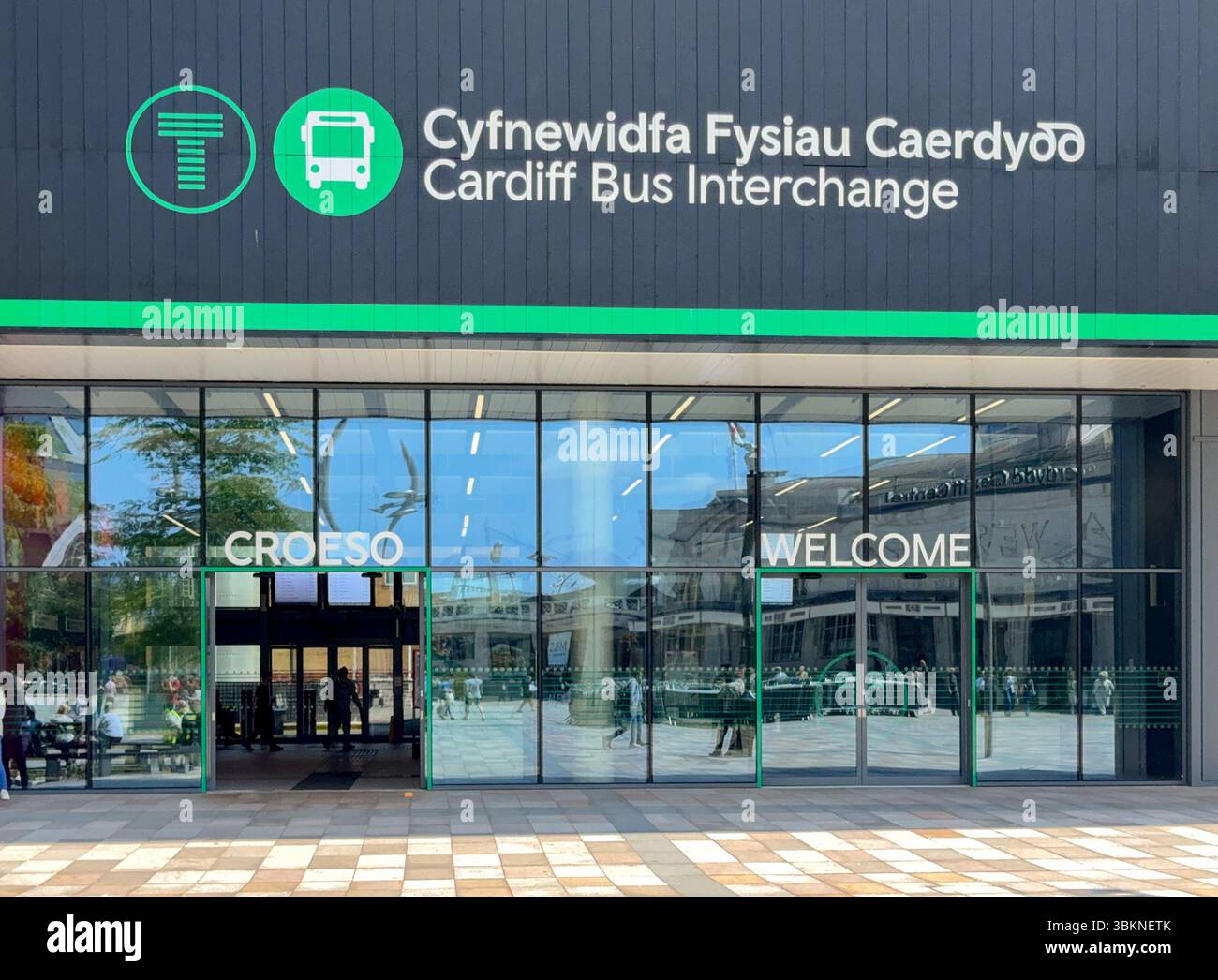 Cardiff, Wales, UK - 18 June 2025: Entrance to the Cardiff Bus Interchange bus station in the city centre - Smartphone Captured Stock Image