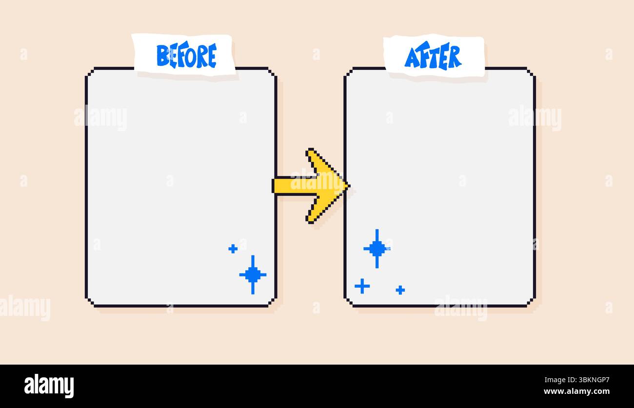 Before and after y2k pixel template. Retro 8 bit frames for photo ...