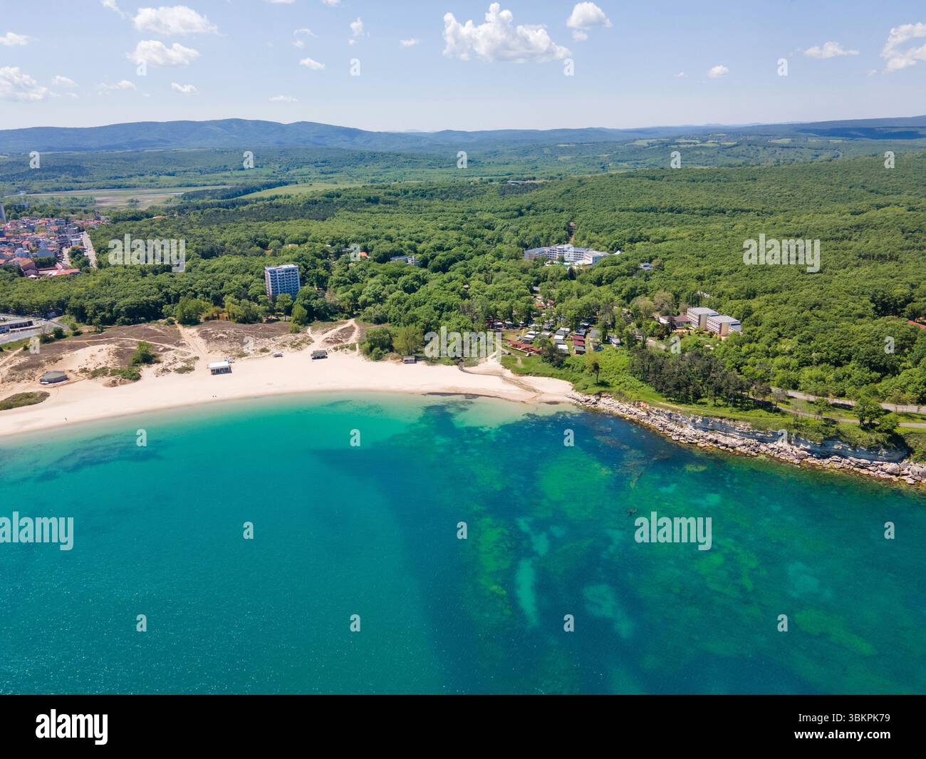 Aerial view of Black Sea Coast near Atliman Beach and Kiten, Burgas