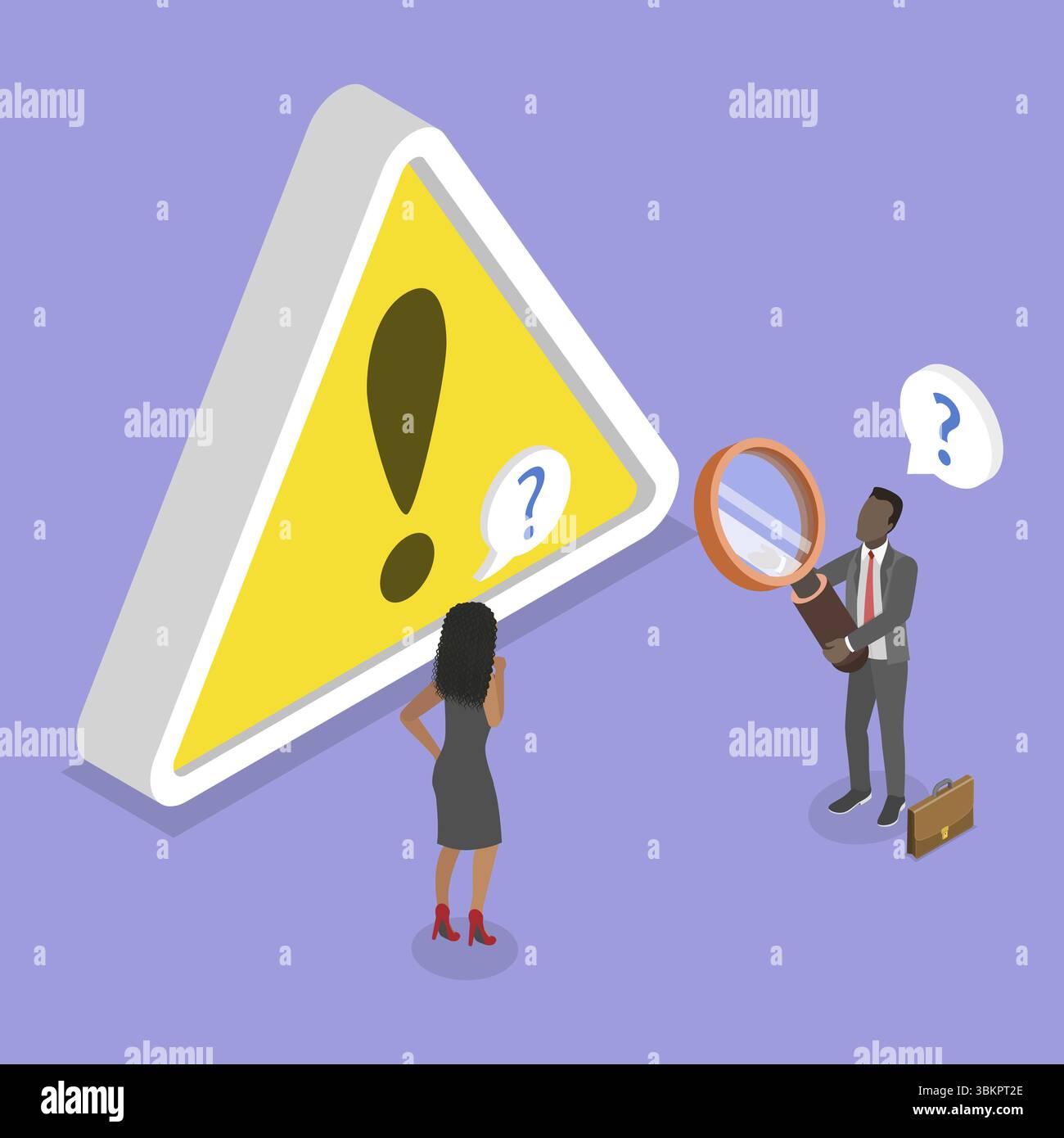 3D Isometric Flat Illustration of Risk Identification, Problem-Solving ...