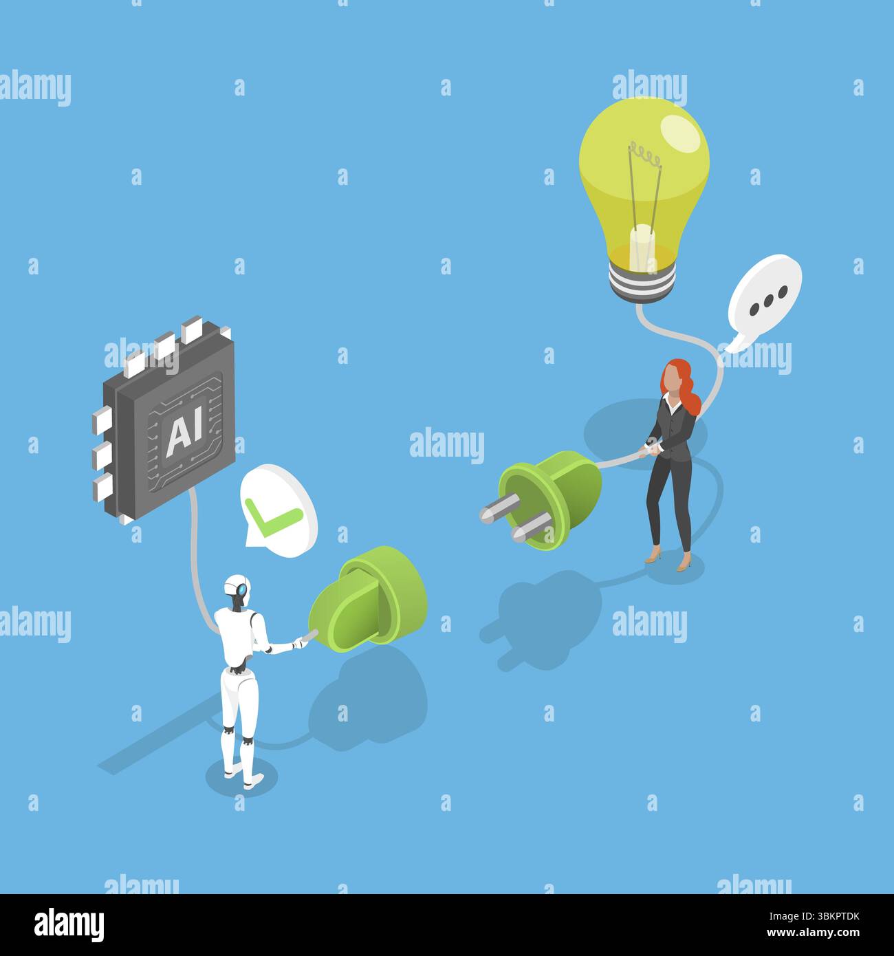 3D Isometric Flat Illustration of Artificial Intelligence, Machine ...