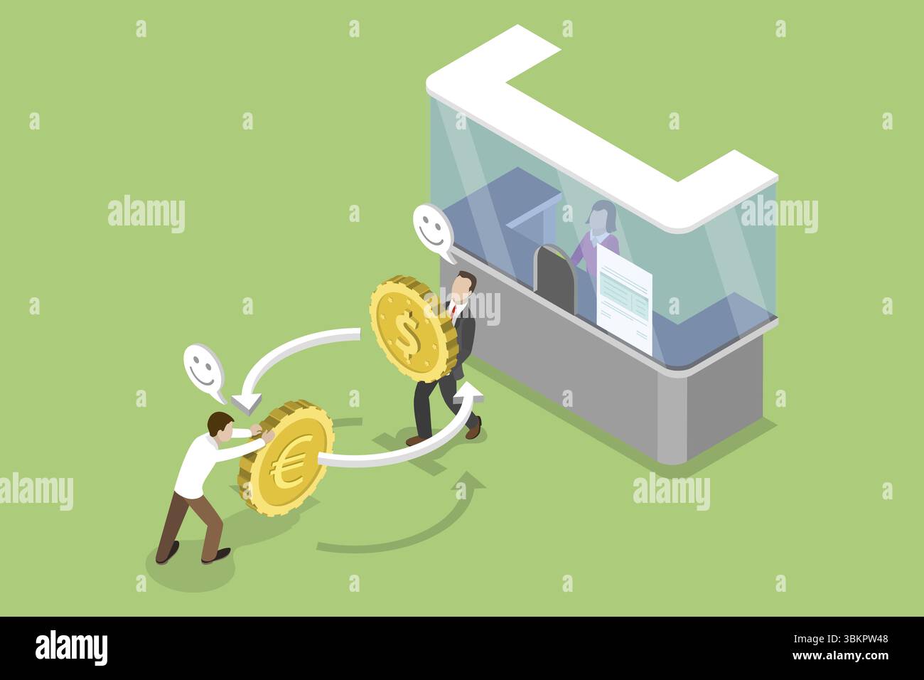 3D Isometric Flat Illustration of Currency Exchange, Money Conversion ...