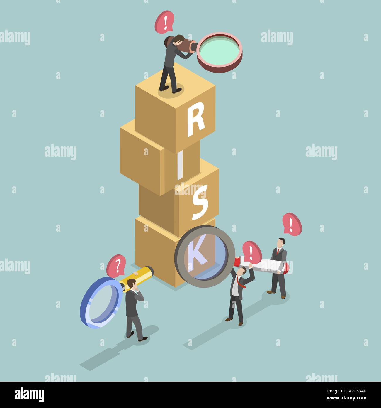 3D Isometric Flat Illustration of Risk Assessment, Financial Analysis ...