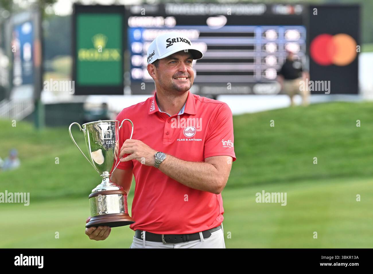 June 22, 2025: Keegan Bradley holds the trophy after winning the 2025 ...