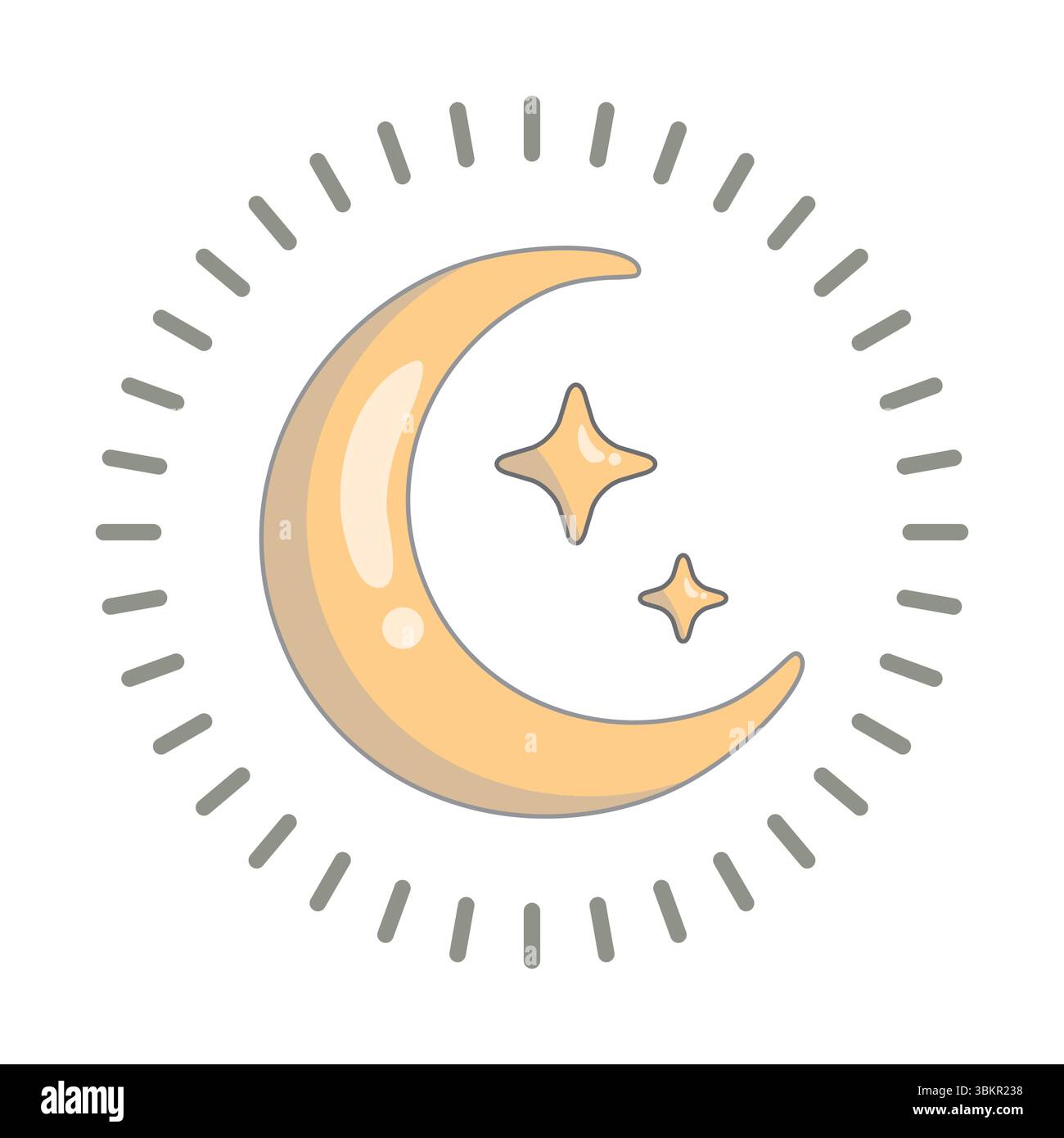 Vector Star and Moon cartoon style Stock Vector