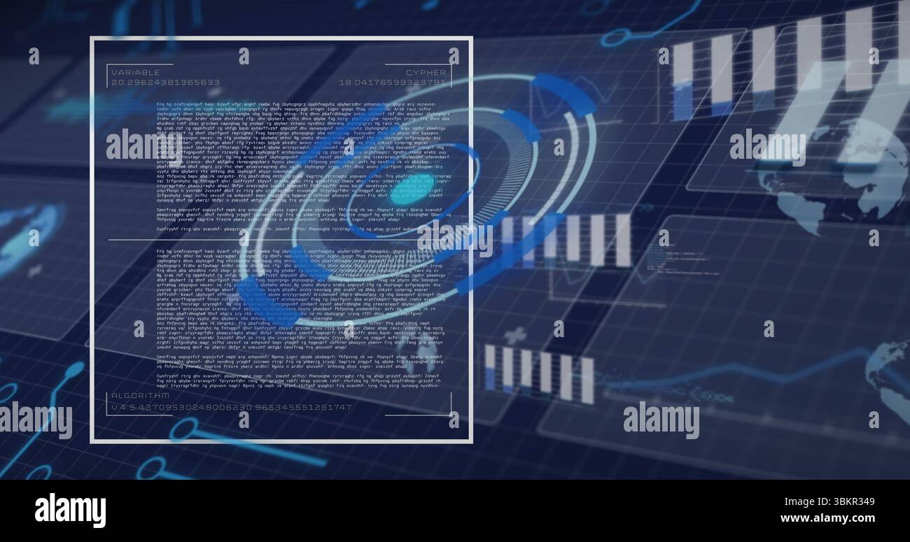 Displaying panel showing VARIABLE CRYPTO ALGORITHM text on grid, with ...