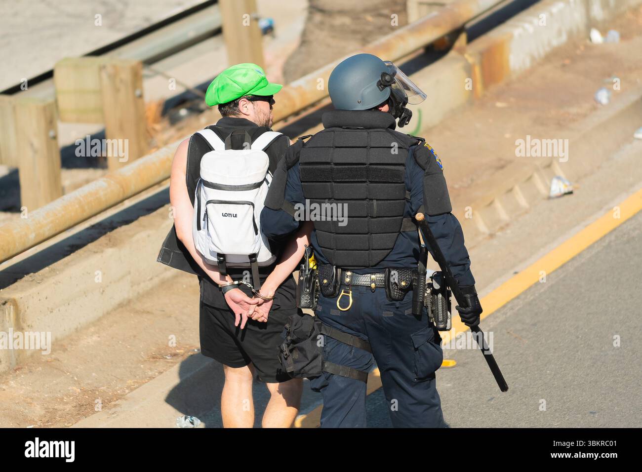 Los Angeles, USA, June 8, 2025 Protester being arrested by LAPD riot ...