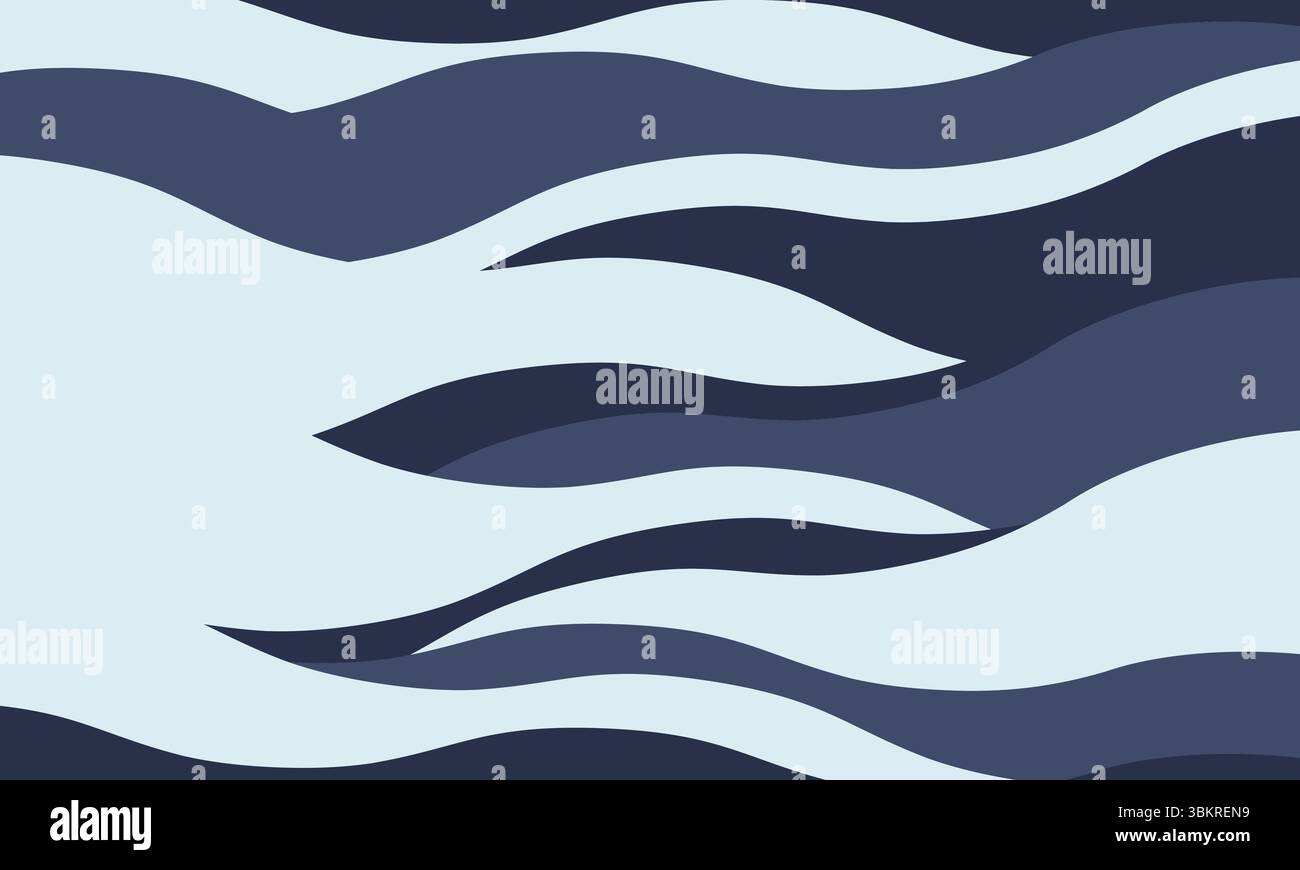 Abstract flowing wave pattern in cool blues and light blue.  Perfect for backgrounds, website design, or textile prints. Evokes serenity, movement, an Stock Vector