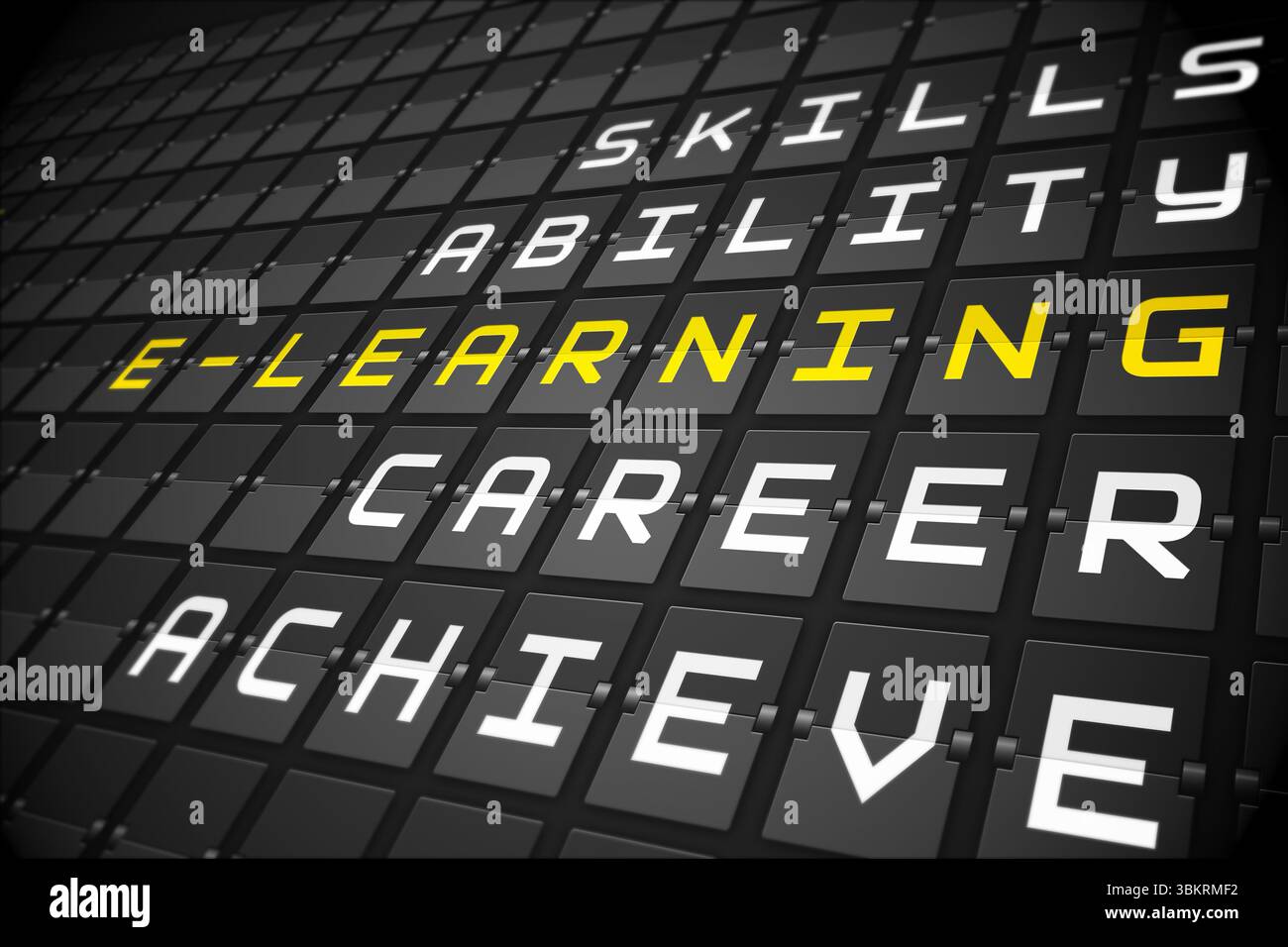 Elearning buzzwords on black mechanical board Stock Photo