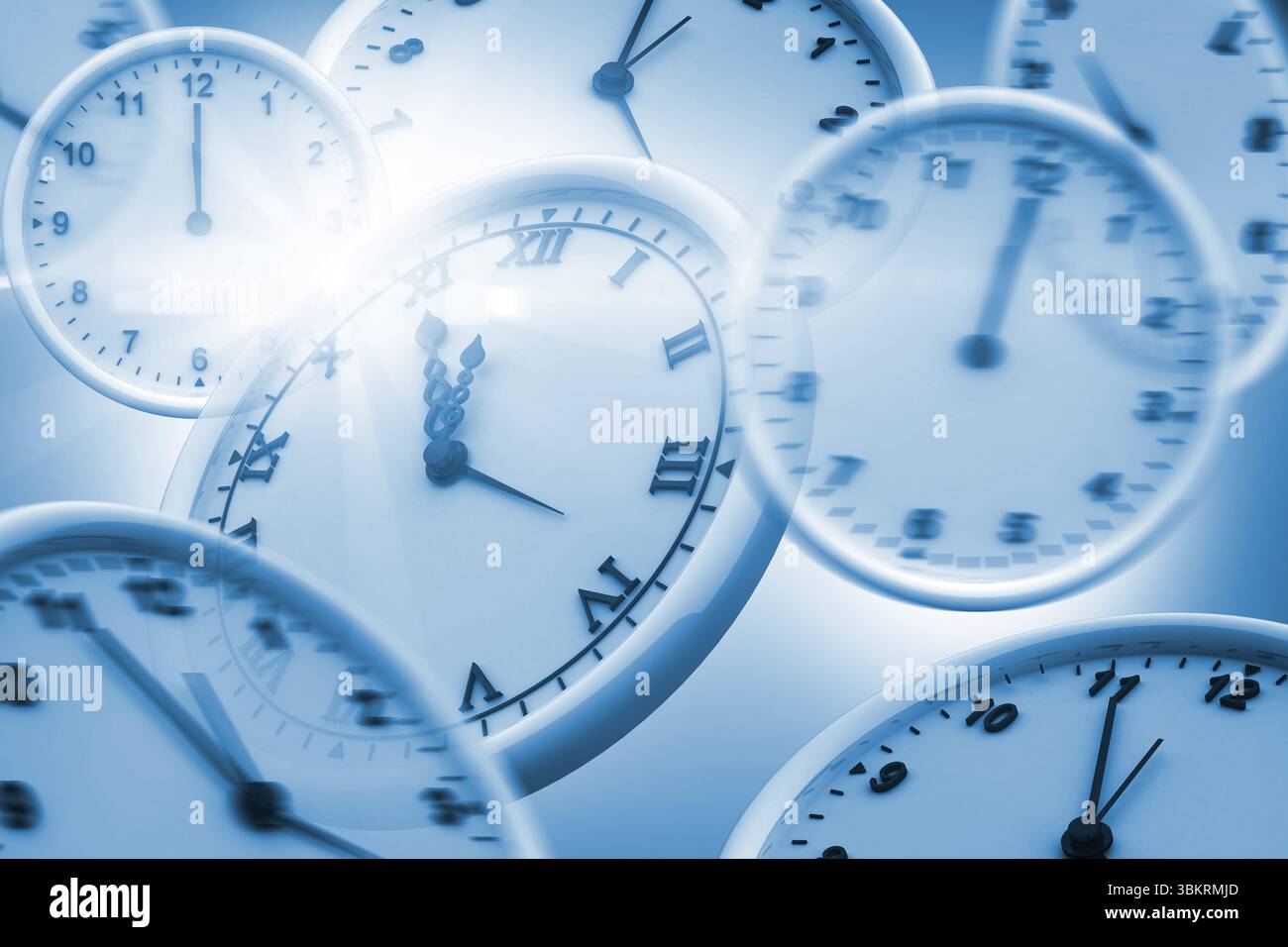 Computer generated image of wall clocks Stock Photo - Alamy