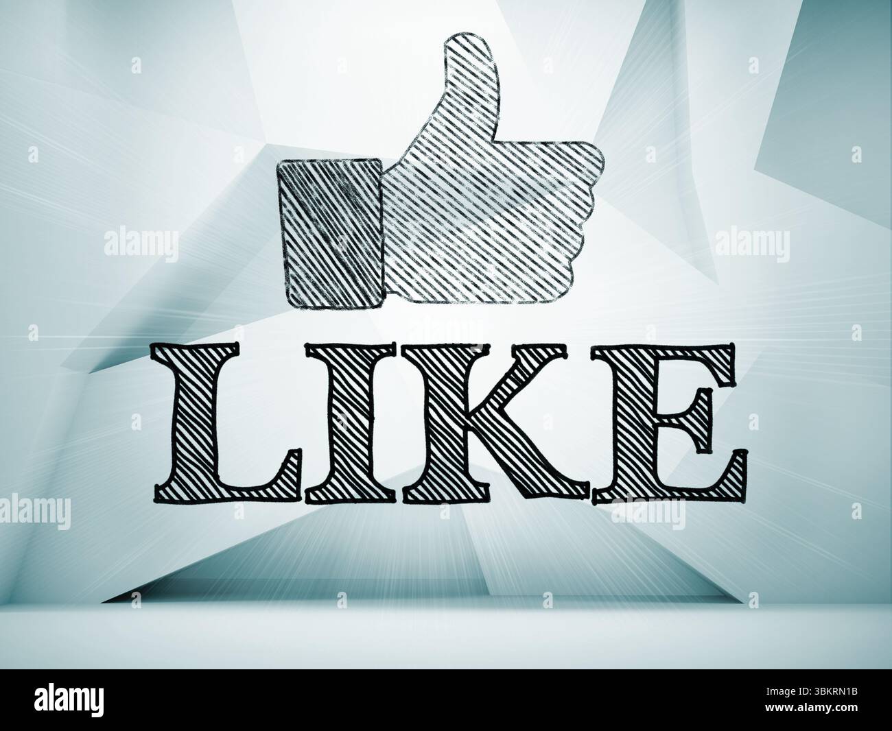 Thumb up icon on abstract wall Stock Photo