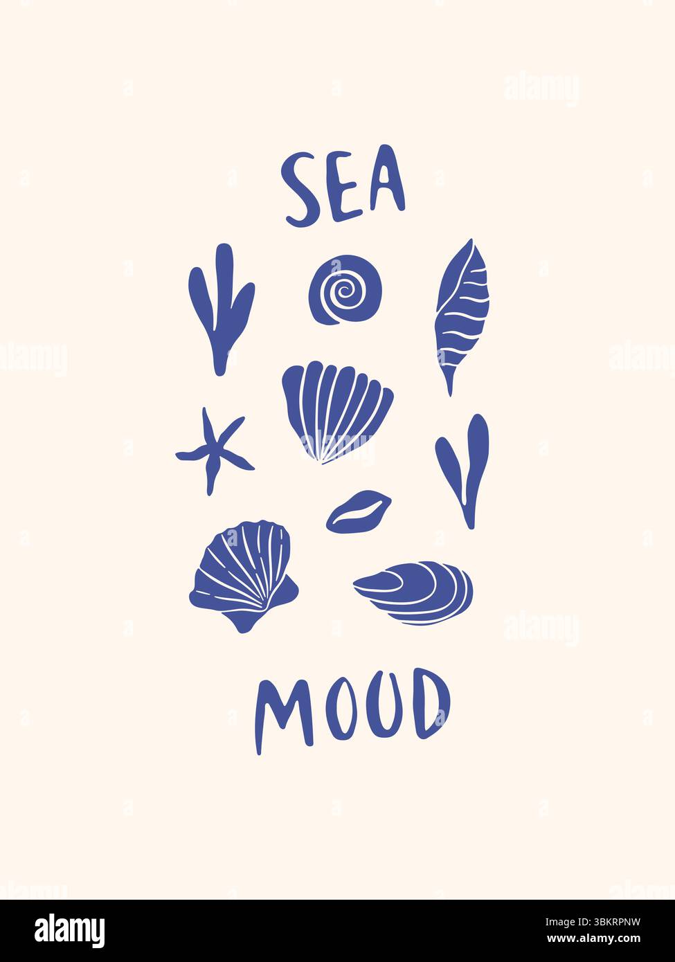 Hand drawn coastal poster with seashells Stock Vector Image & Art - Alamy
