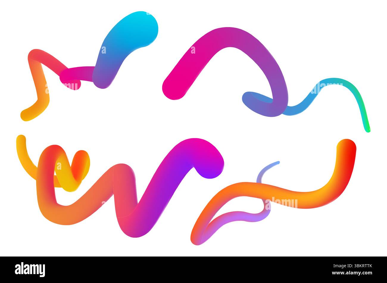 Geometric rainbow gradient ribbon shapes with fluid curves - abstract ...