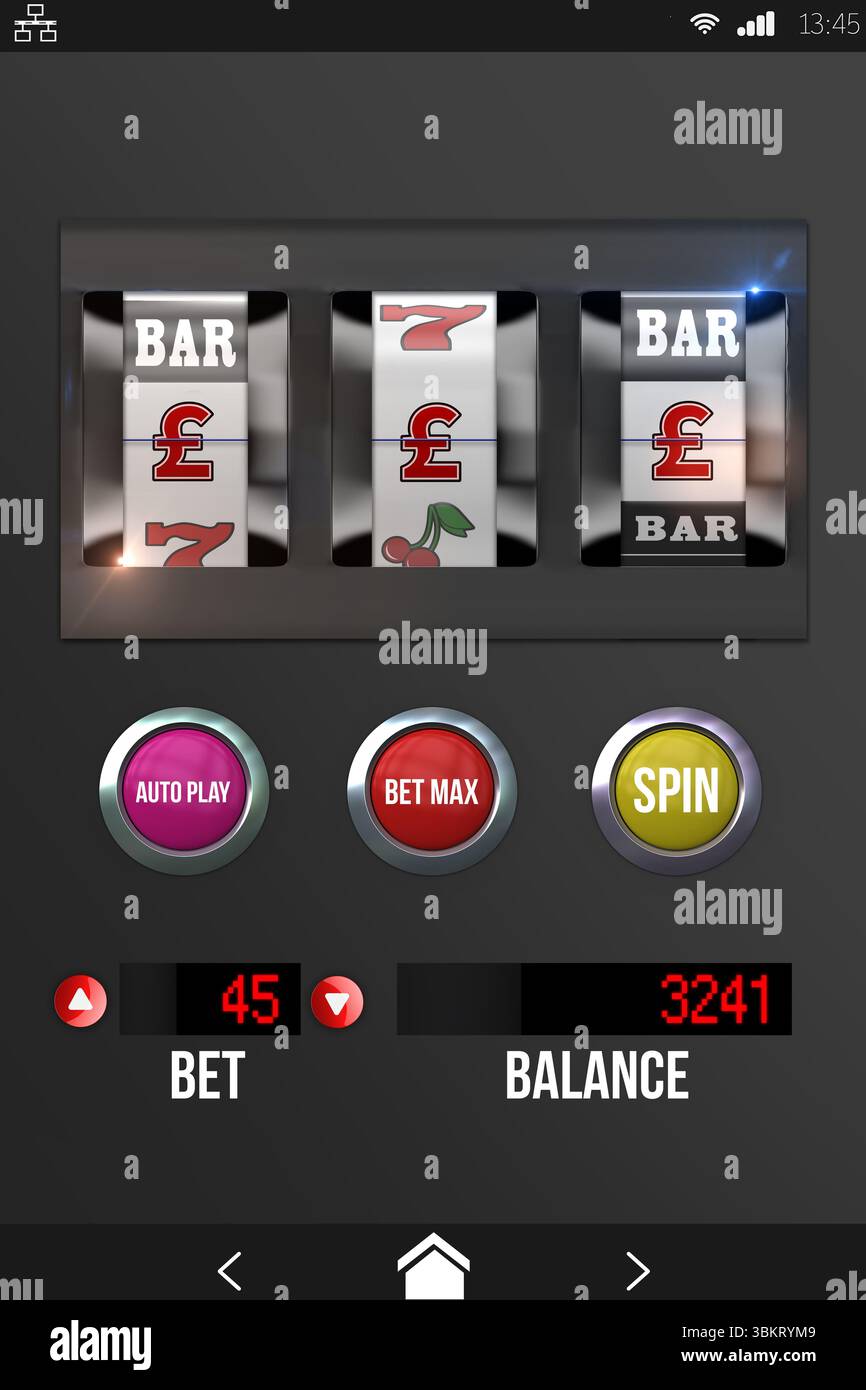 Casino slot machine on mobile display Stock Photo