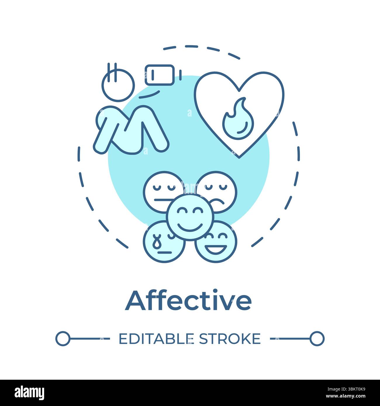 Affective soft blue concept icon Stock Vector