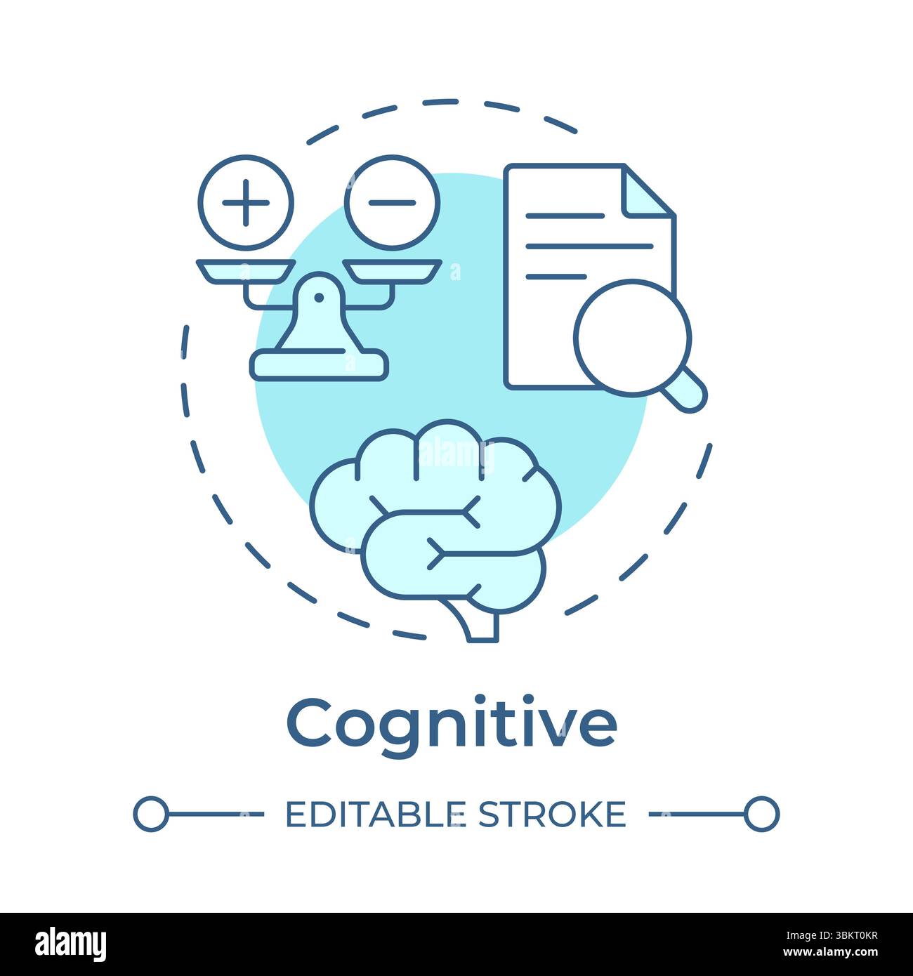Cognitive soft blue concept icon Stock Vector
