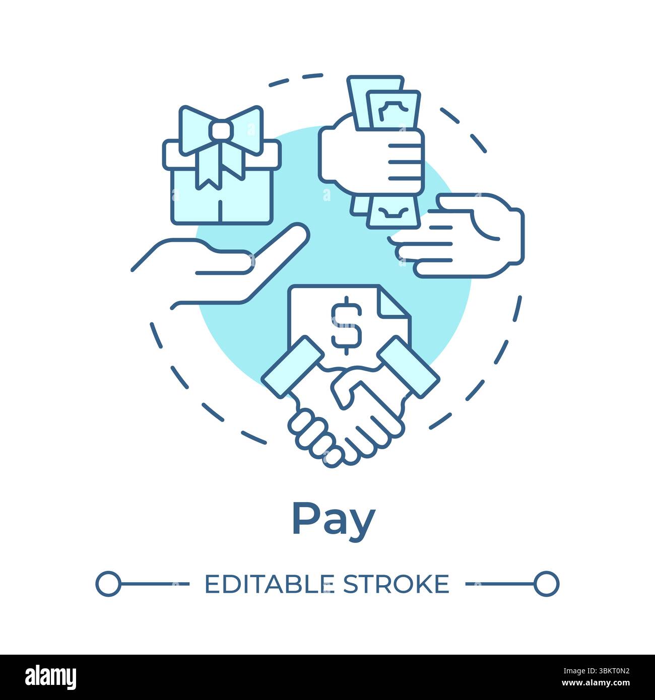 Pay soft blue concept icon Stock Vector