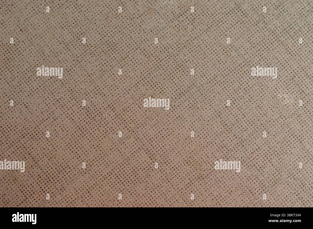 Light brown perforated or textured metal surface background with grid pattern. Stock Photo