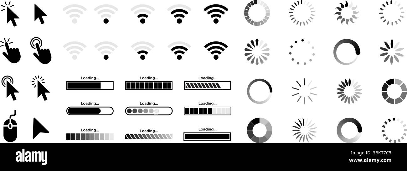 Loading icon, cursor hand click, wifi sign, buffer loader, progress bar ...