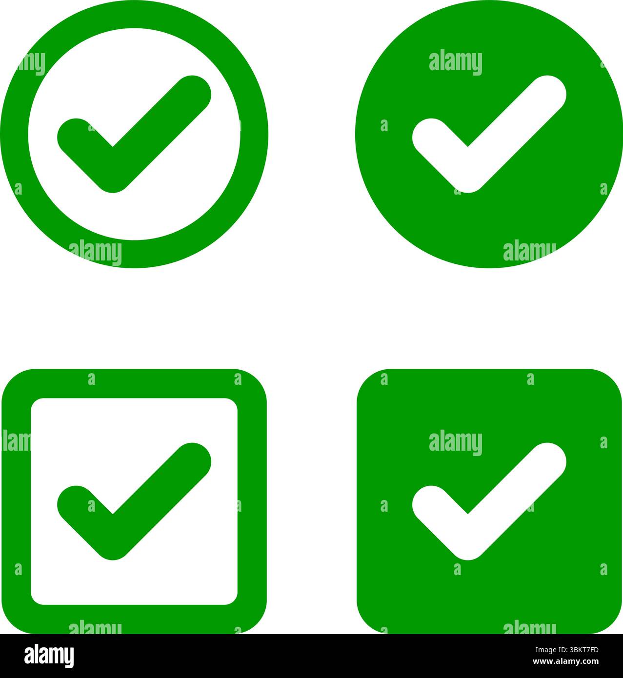 Green check mark, red cross, x mark icon set, right, wrong hand-drawn ...