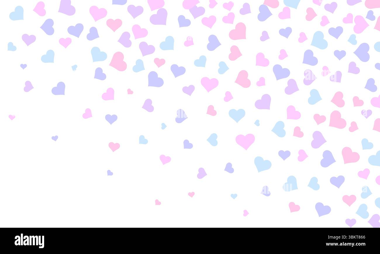 Colorful heart falling confetti background. Stock Vector