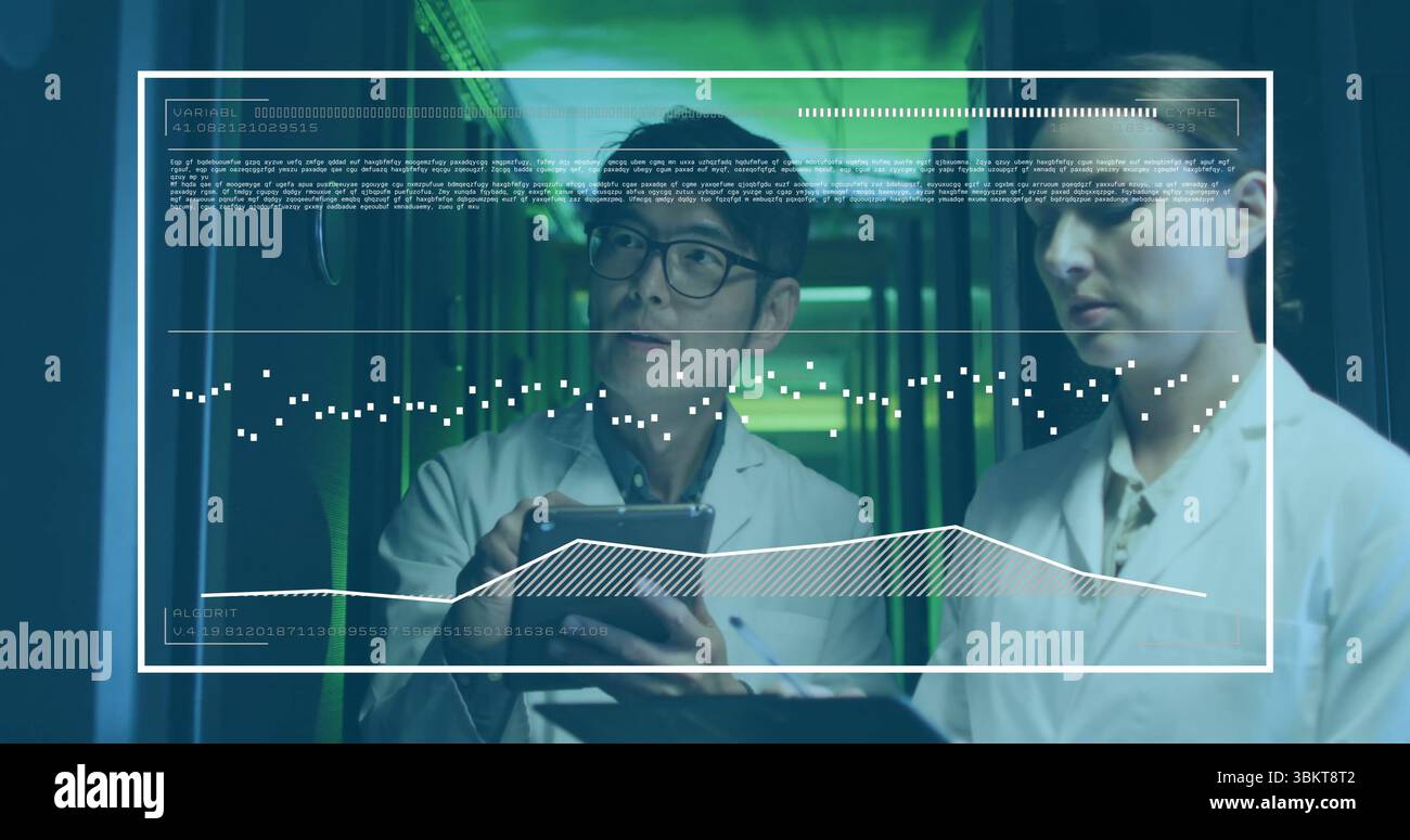 Lab scientists reviewing tablet data hi-res stock photography and ...