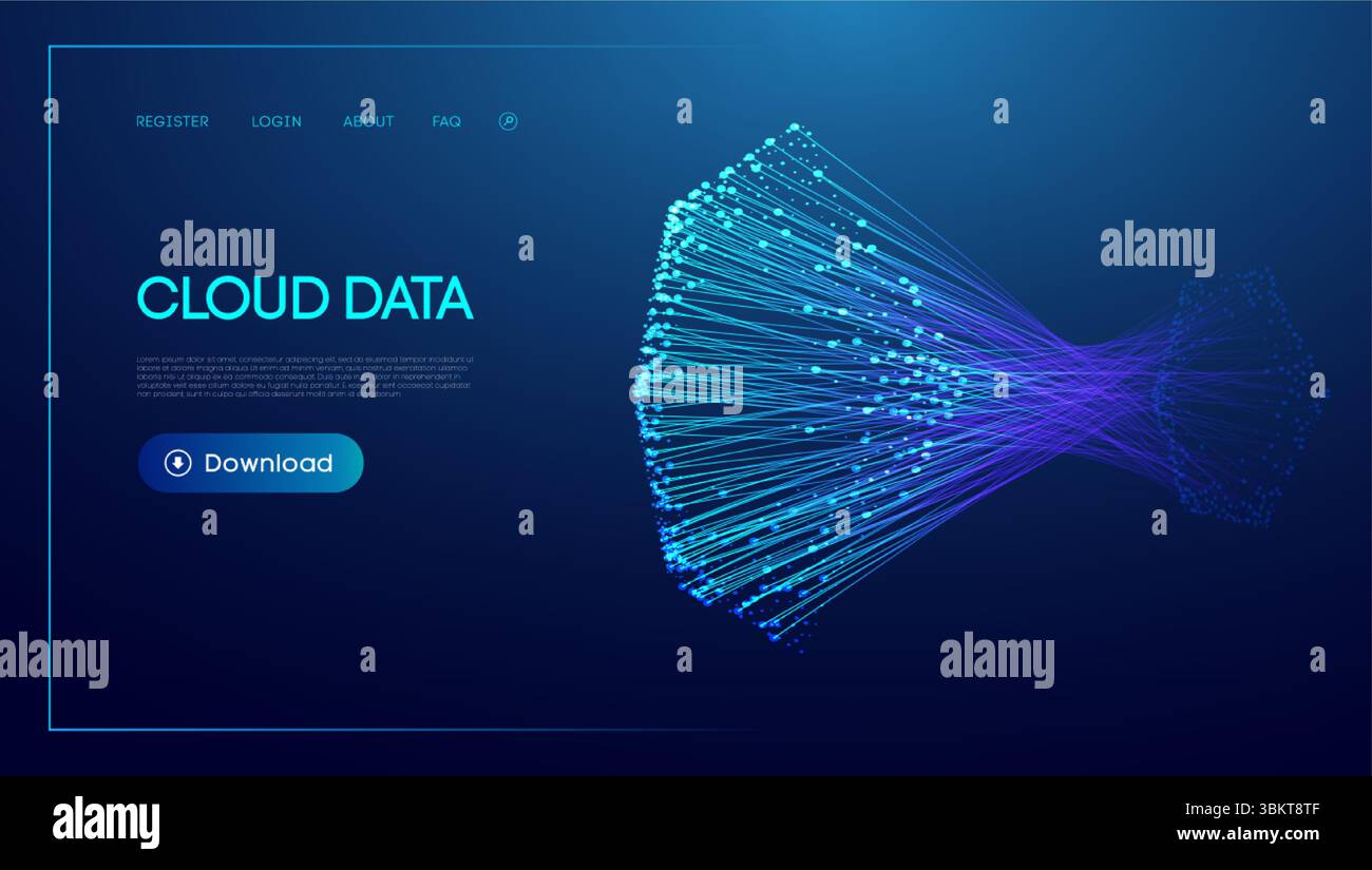 Flow of data across abstract background with light and tech elements. Network speed defines the future line wave in blue. Stock Vector