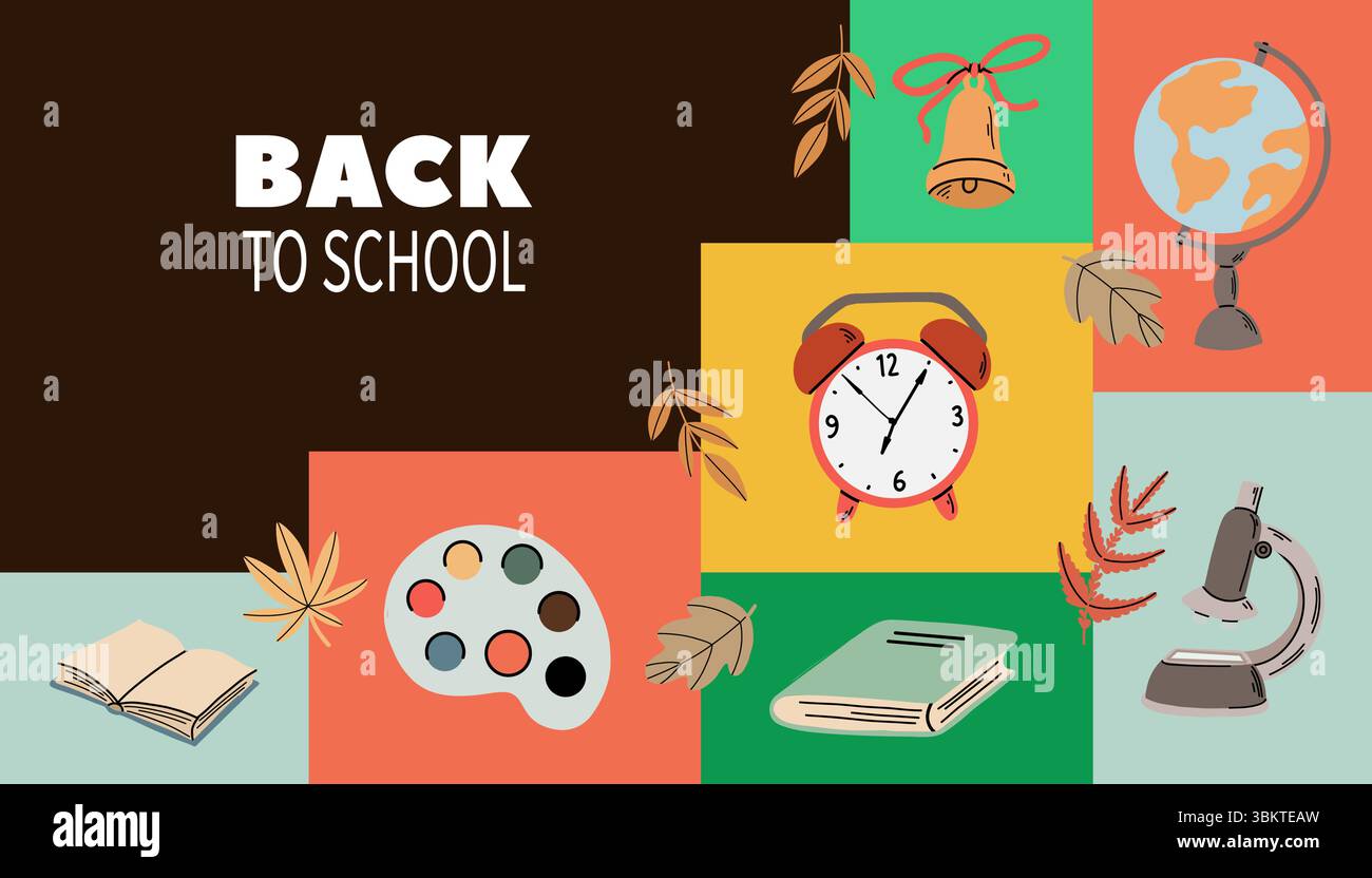 Poster with cute hand drawn school supply Stock Vector