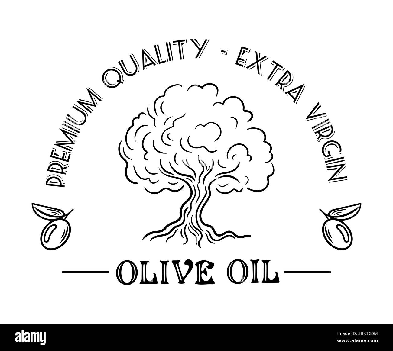 This vector illustration features an olive oil label adorned with a ...
