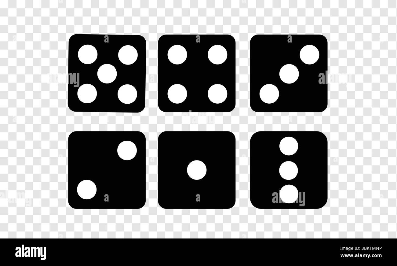 Plastic gaming dice. 3d illustration isolated on white background Stock Vector
