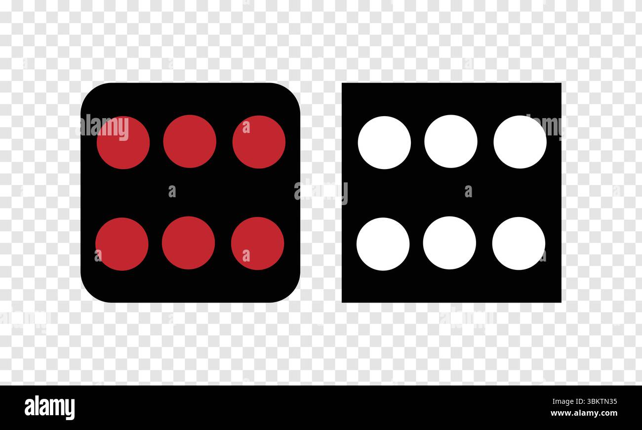Plastic gaming dice. 3d illustration isolated on white background Stock Vector