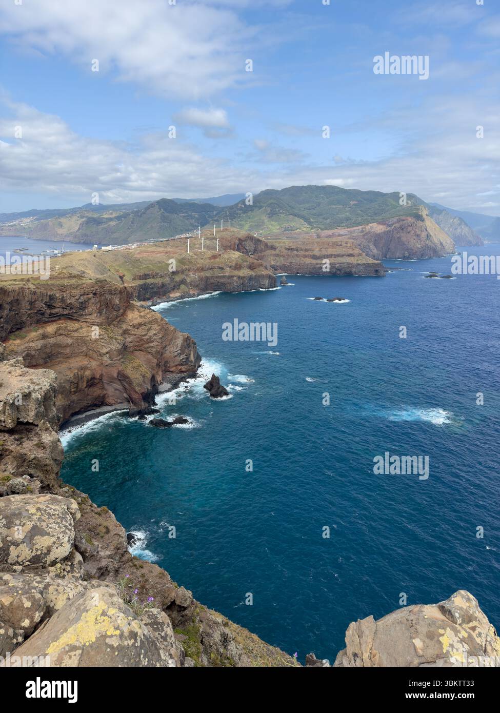 Ponta de Sao Lourenco, the easternmost peninsula of Madeira Island, Portugal, offers an impressive panorama of volcanic landscapes and rugged rocky cl - Smartphone Captured Stock Image