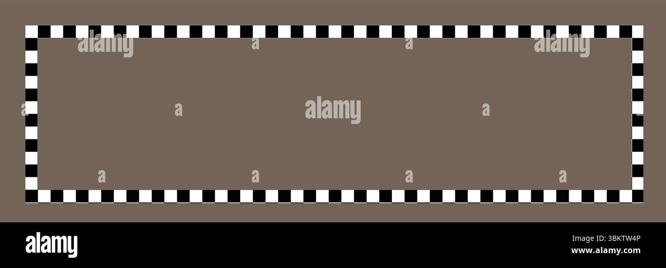Rectangle frame with checkered print on borders. Rectangular vignette with checkerboard Stock Vector