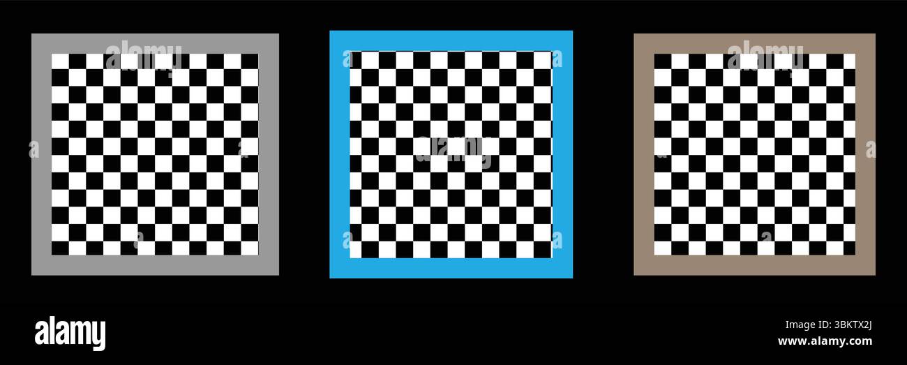 Rectangle frame with checkered print on borders. Rectangular vignette with checkerboard, race flag or chess game pattern isolated on white background Stock Vector