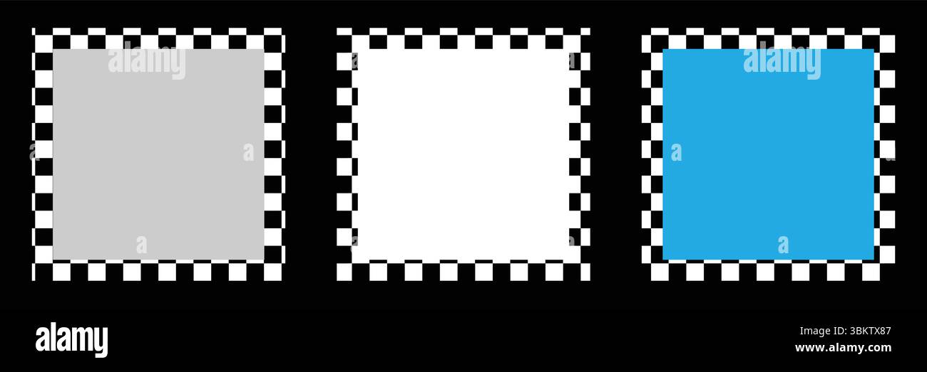 Frame borders set. Abstract check patterns. Geometric design. Vector illustration. Stock Vector