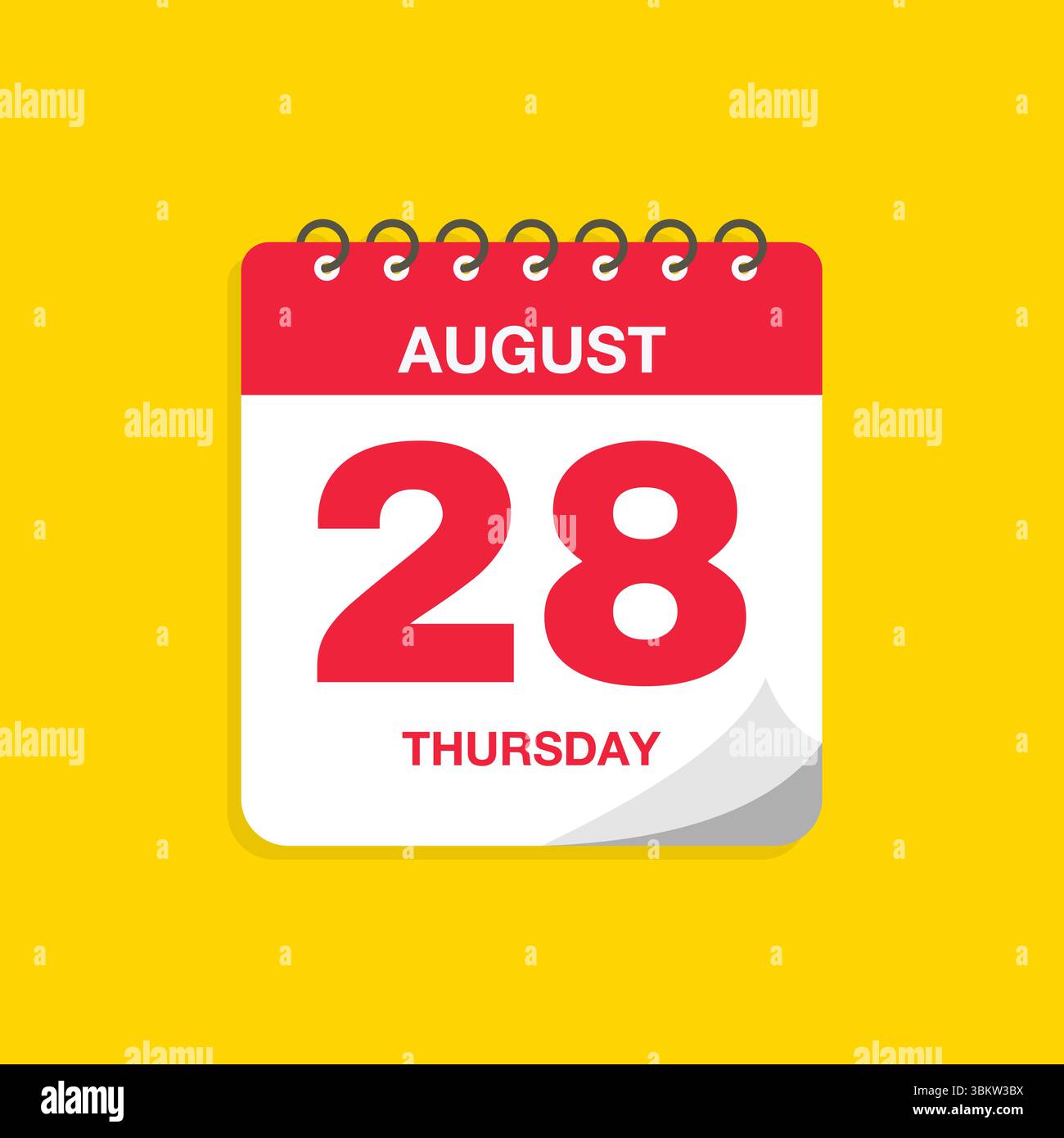 Day calendar with date August 28. Calendar icon vector. Event calendar ...