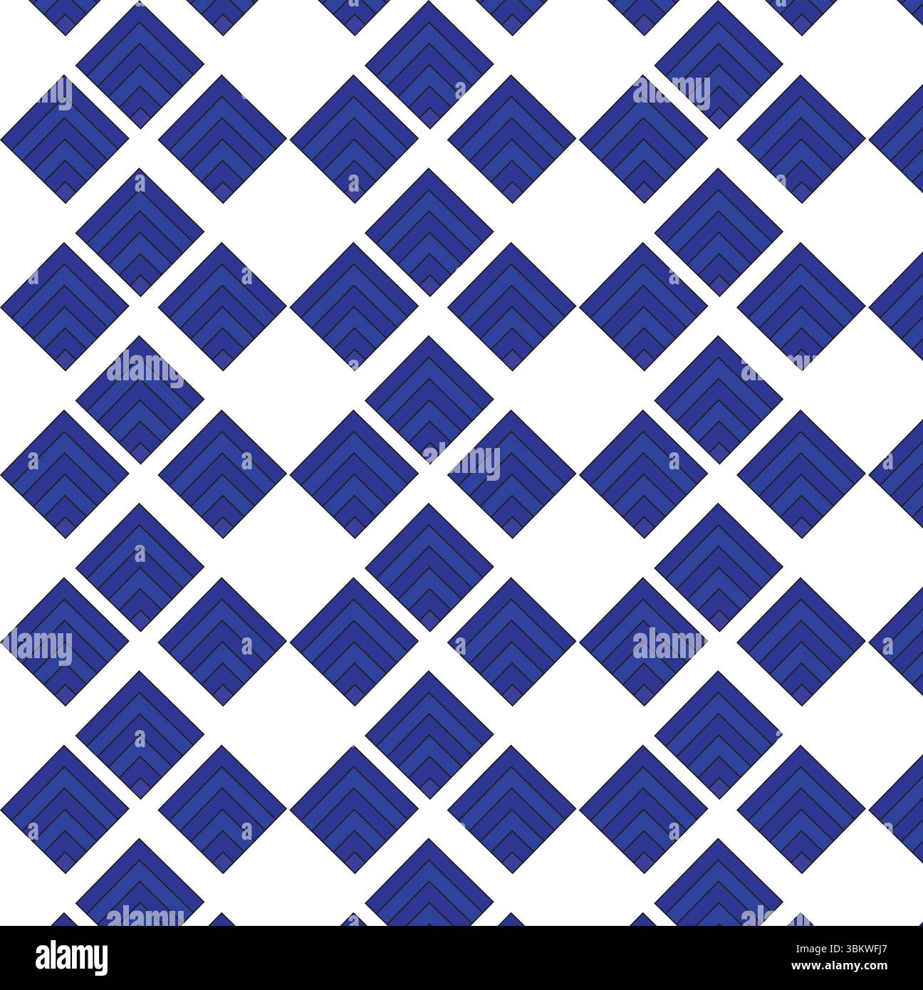 Geometric blue tile pattern seamless repeat on a white background digital vector design Stock Vector