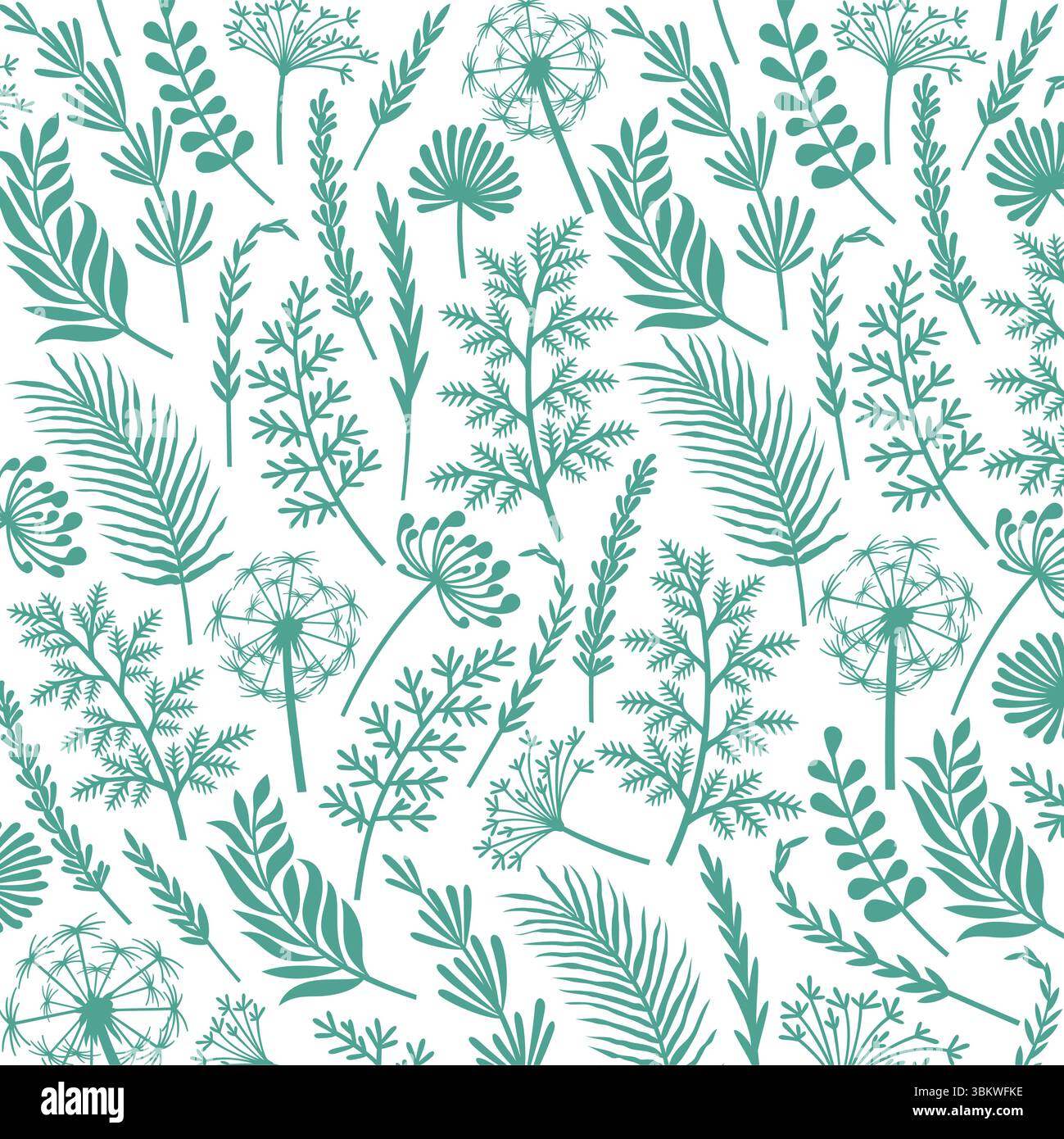 Plkants and Flowers Pattern Background. Vector Illustration. Stock Vector