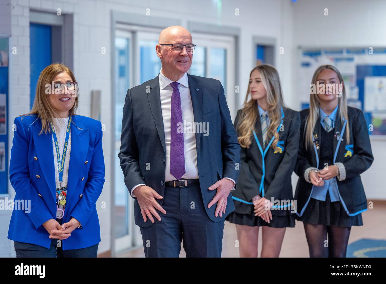 First Minister John Swinney during a visit to Springburn Academy in ...