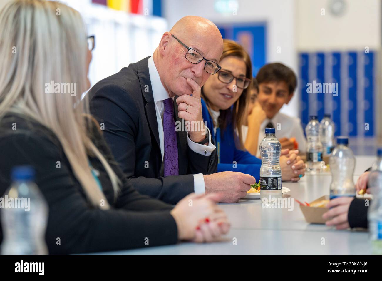 First Minister John Swinney during a visit to Springburn Academy in ...