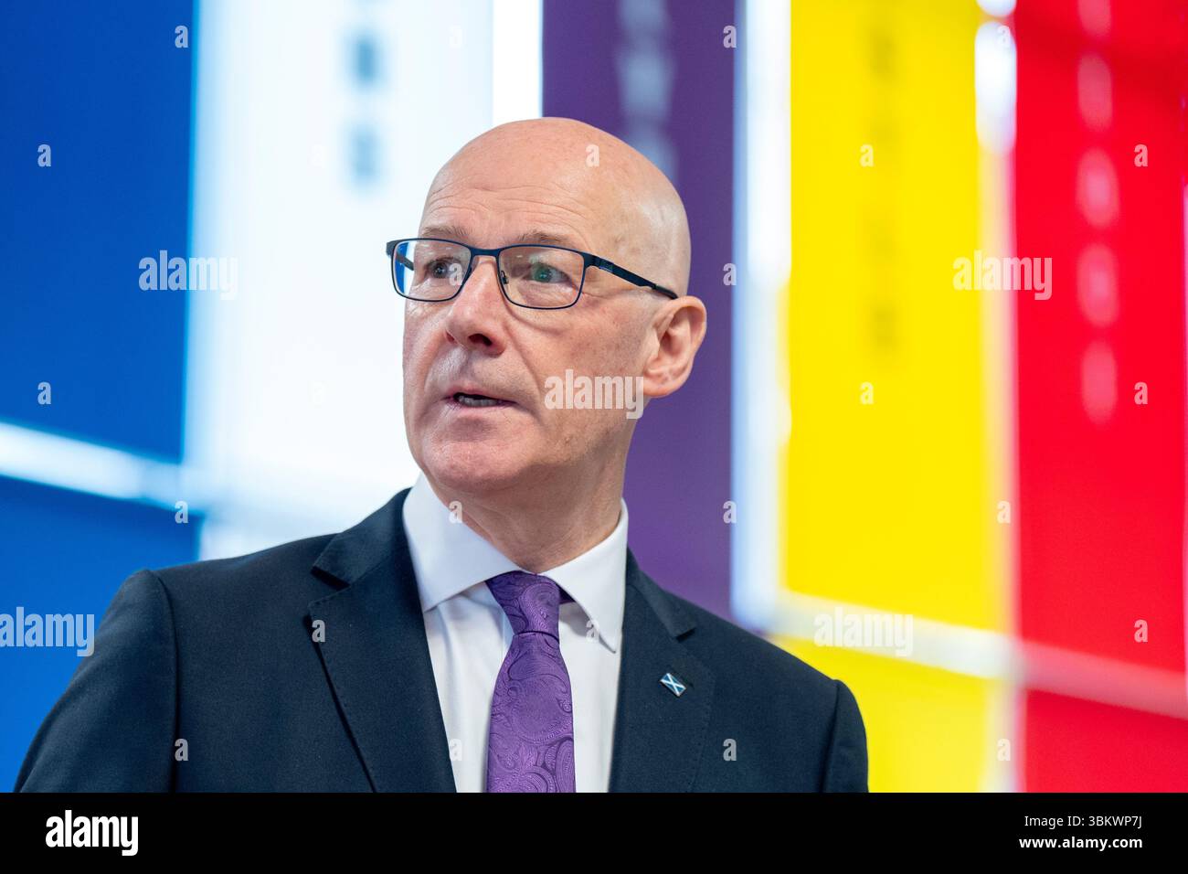 First Minister John Swinney during a visit to Springburn Academy in ...