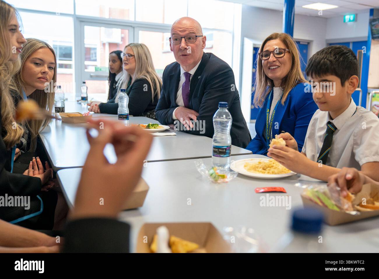 First Minister John Swinney during a visit to Springburn Academy in ...