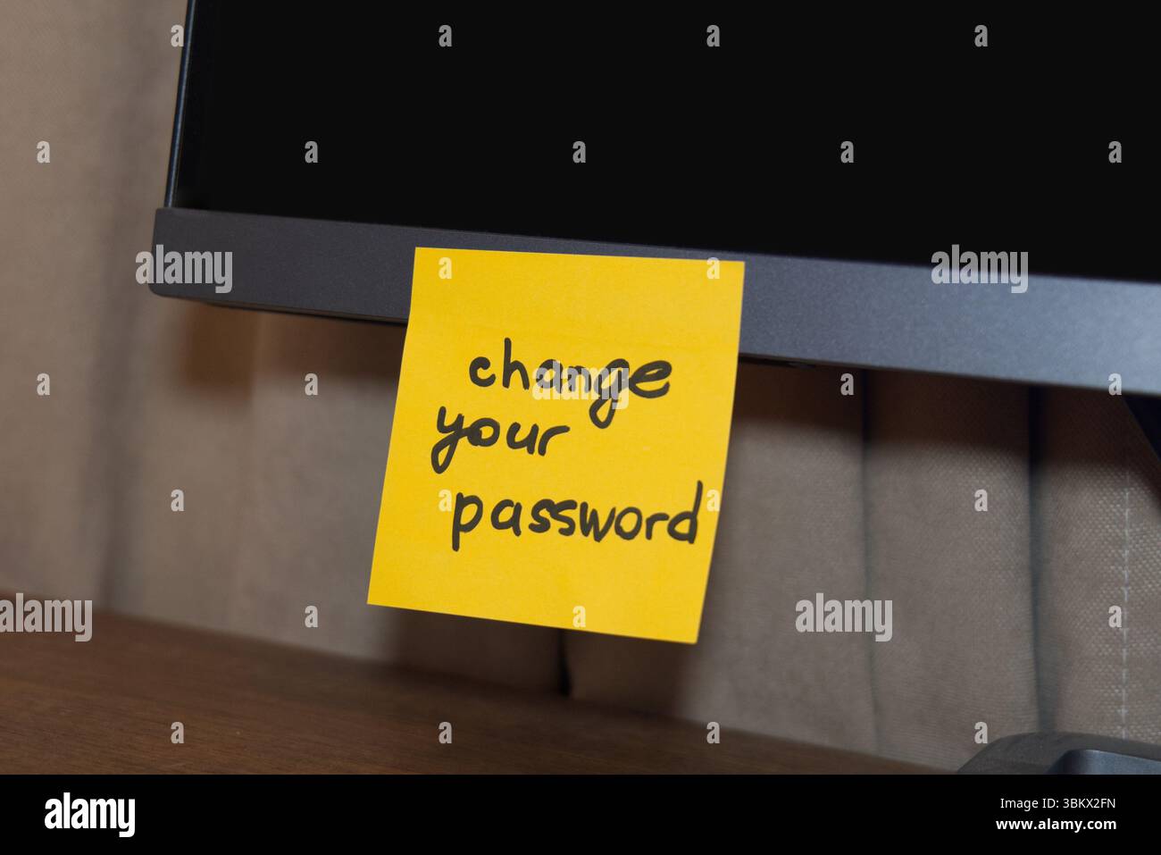 Important reminder to change password on computer Stock Photo