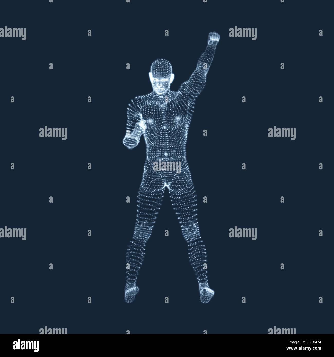 Victory Vector Human Standing Man. Human with arm up. Silhouette for sport championship. The ...