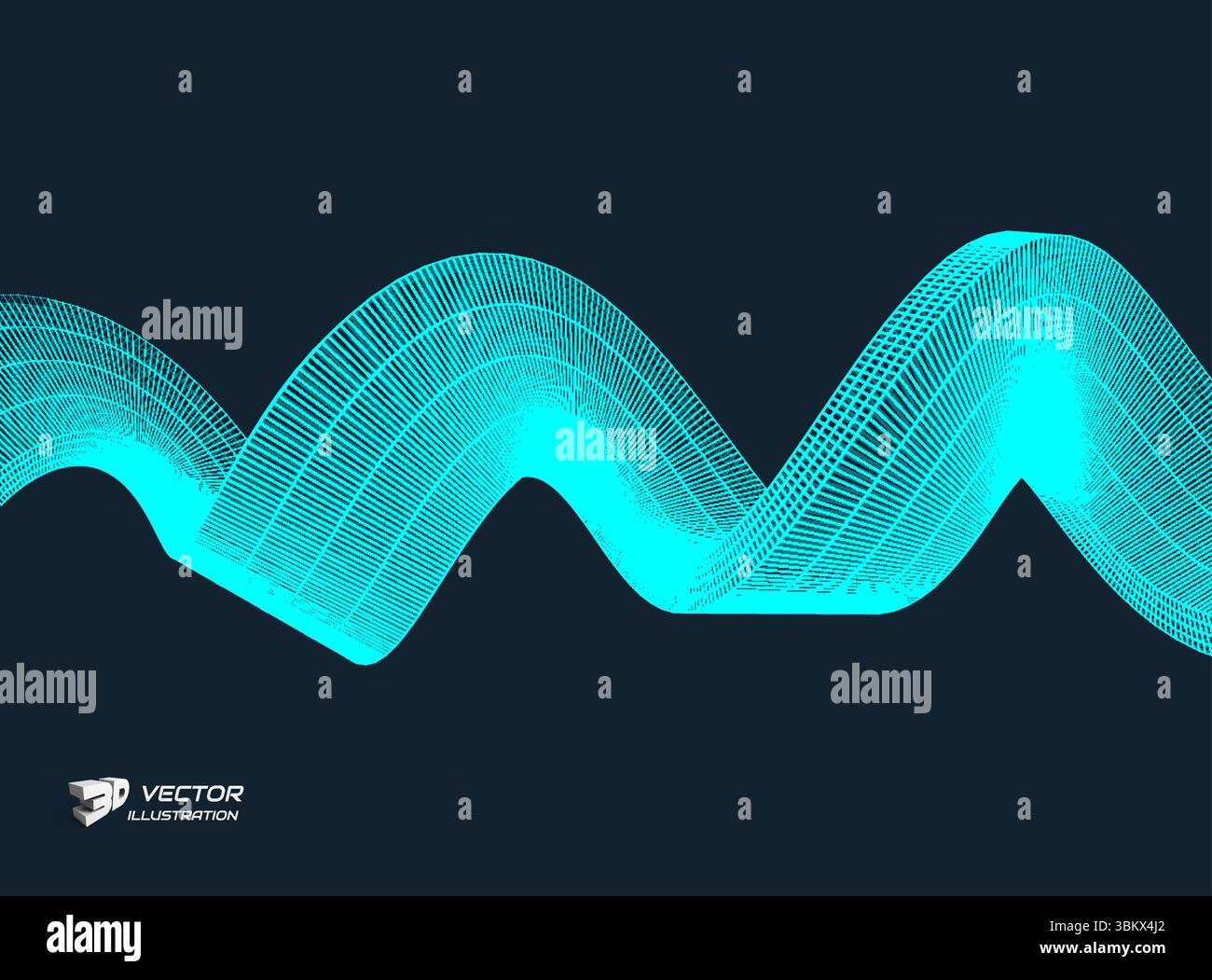 Wavy background with motion effect. 3d technology style. Vector illustration. Stock Vector