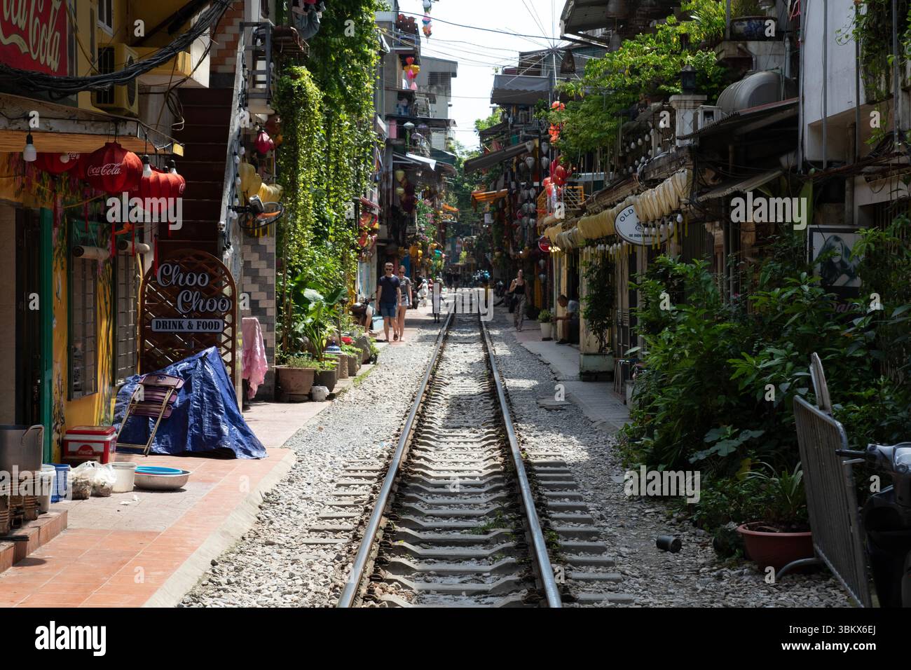 Hanoi, Vietnam. July 26, 2024: Famous train street in Hanoi without a train now and tourists who want to see this attraction Stock Photo