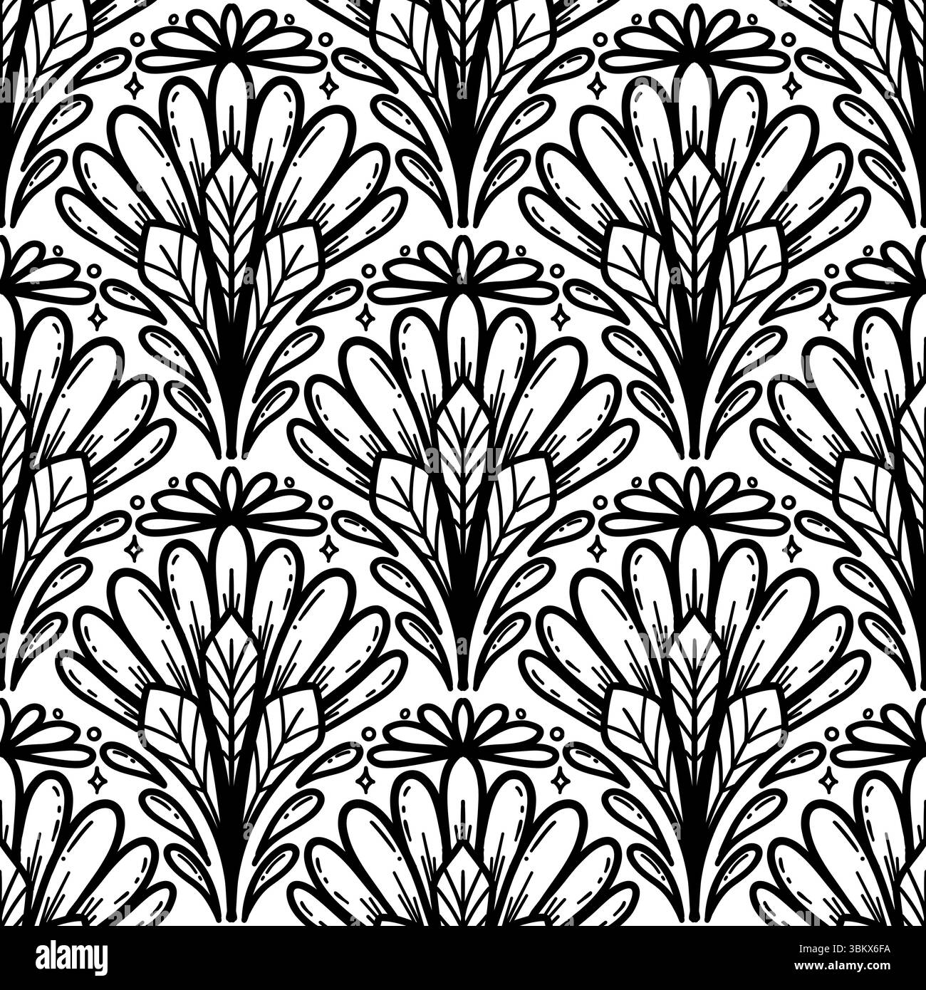 seamless floral scribble pattern background, motifs floral hand drawn ...